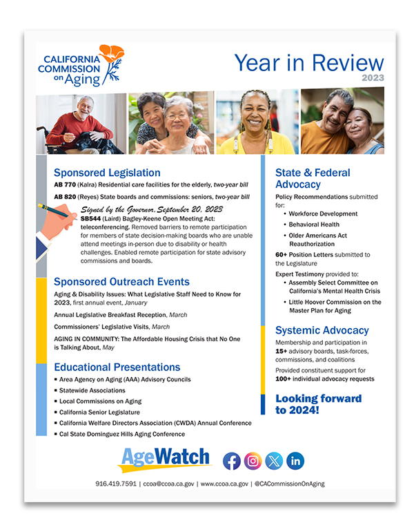 California Community Watch Year in Review Flyer: A colorful flyer summarizing the highlights of the community watch program in California.